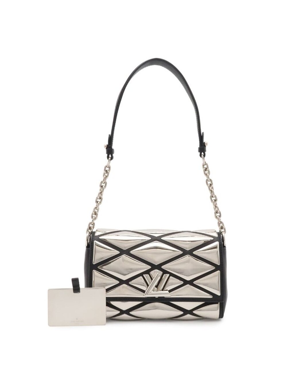 Louis Vuitton Maltage Chain Shoulder Bag Matelasse Pattern Metal Leather Silver